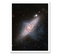 Artery8 Hubble Space Telescope Image Chance Alignment Between Galaxies Mimics A Cosmic Collision NGC 3314 Overlapping Galaxy Angle Art Print Framed Artery8 White W12" x H16"