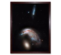 Artery8 Hubble Space Telescope Image Colliding Galaxy Pair ARP 142 Spiral NGC 2936 Interacting w/ Elliptical NGC 2937 Art Print Framed Poster Wall Artery8 Brown W12" x H16"