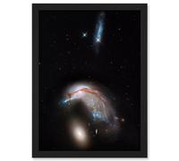 Artery8 Hubble Space Telescope Image Colliding Galaxy Pair ARP 142 Spiral NGC 2936 Interacting With Elliptical NGC 2937 Artwork Framed A3 Wall Art Print