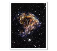 Artery8 Hubble Space Telescope Image Colourful Sheets Of Debris From The Stellar Explosion Of N 49 DEM L 190 Supernova Remnant Art Print Framed Artery8 White A4