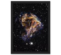 Artery8 Hubble Space Telescope Image Colourful Sheets Of Debris From The Stellar Explosion Of N 49 DEM L 190 Supernova Remnant Art Print Framed Artery8 Black A4
