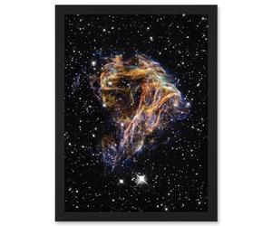 Artery8 Hubble Space Telescope Image Colourful Sheets Of Debris From The Stellar Explosion Of N 49 DEM L 190 Supernova Remnant Artwork Framed A3 Wall Art Print