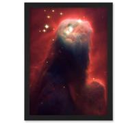 Artery8 Hubble Space Telescope Image Cone Nebula NGC 2264 Large Red Blue Pillar Of Gas & Dust In Star Forming Incubator Region Art Print Framed Artery8 Black W12" x H16"