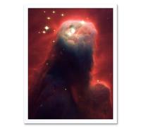 Artery8 Hubble Space Telescope Image Cone Nebula NGC 2264 Large Red Blue Pillar Of Gas & Dust In Star Forming Incubator Region Art Print Framed Artery8 White W12" x H16"