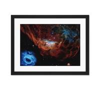 Artery8 Hubble Space Telescope Image Cosmic Reef Red And Blue Nebula Cosmic Starbirth Interstellar Gas Satellite Galaxy Artwork Framed Wall Art Print 18X24 Inch