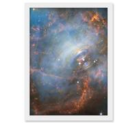 Artery8 Hubble Space Telescope Image Crab Nebula Close-Up Colourful Supernova Remnants Pulsating Energy Radiation Ripples Charged Particles Magnetic Fields Artwork Framed A3 Wall Art Print