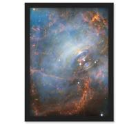 Artery8 Hubble Space Telescope Image Crab Nebula Close-Up Colourful Supernova Remnants Pulsating Energy Radiation Ripples Charged Particles Magnetic Fields Artwork Framed A3 Wall Art Print
