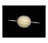 Artery8 Hubble Space Telescope Image Four Moon Transit Around Parent Planet Saturn Ring Plane Crossing With Titan Minas Dione Enceladus Art Print Canvas Premium Wall Decor Poster Mural