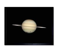 Artery8 Hubble Space Telescope Image Four Moon Transit Around Parent Planet Saturn Ring Plane Crossing w/ Titan Minas Dione Enceladus Art Print Artery8 Black A4