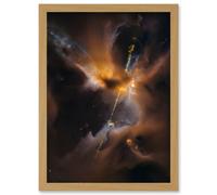 Artery8 Hubble Space Telescope Image Herbig-Haro Jet HH 24 Celestial Lightsaber In Milky Way Dust & Gas Clouds Birth Star Art Print Framed Poster Artery8 Beige W12" x H16"