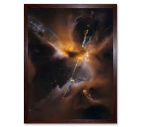 Artery8 Hubble Space Telescope Image Herbig-Haro Jet HH 24 Celestial Lightsaber In Milky Way Dust & Gas Clouds Birth Star Art Print Framed Poster Artery8 Brown W12" x H16"