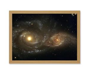 Artery8 Hubble Space Telescope Image Interacting Spiral Galaxies NGC 2207 And IC 2163 In Near Collision Cosmic Dance Artwork Framed A3 Wall Art Print