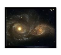 Artery8 Hubble Space Telescope Image Interacting Spiral Galaxies NGC 2207 & IC 2163 In Near Collision Cosmic Dance Art Print Framed Poster Wall Decor Artery8 Black W12" x H16"