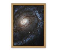 Artery8 Hubble Space Telescope Image M100 WFC3 Spiral Galaxy With Two Blue Starbirthing Lanes Of Dust Clouds And Gas Artwork Framed Wall Art Print 18X24 Inch