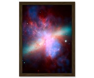 Artery8 Hubble Space Telescope Image M82 Galaxy Collaboration Chandra And Spitzer X-Ray Observatory Blue Red Orange Green Starburst Dust Clouds Artwork Framed A3 Wall Art Print