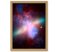 Artery8 Hubble Space Telescope Image M82 Galaxy Collaboration Chandra & Spitzer X-Ray Observatory Blue Red Orange Green Starburst Dust Clouds Art Artery8 Beige A4