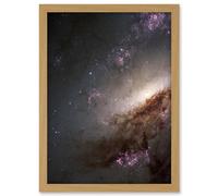 Artery8 Hubble Space Telescope Image NGC 4258 Messier 106 Orange Purple Intermediate Spiral Galaxy Star Dust Clouds Artwork Framed A3 Wall Art Print