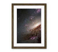 Artery8 Hubble Space Telescope Image NGC 4258 Messier 106 Orange Purple Intermediate Spiral Galaxy Star Dust Clouds Artwork Framed Wall Art Print 18X24 Inch