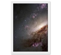 Artery8 Hubble Space Telescope Image NGC 4258 Messier 106 Orange Purple Intermediate Spiral Galaxy Star Dust Clouds Artwork Framed A3 Wall Art Print