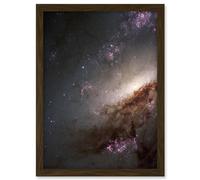 Artery8 Hubble Space Telescope Image NGC 4258 Messier 106 Orange Purple Intermediate Spiral Galaxy Star Dust Clouds Artwork Framed A3 Wall Art Print