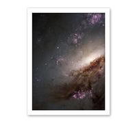 Artery8 Hubble Space Telescope Image NGC 4258 Messier 106 Orange Purple Intermediate Spiral Galaxy Star Dust Clouds Artwork Framed Wall Art Print 18X24 Inch