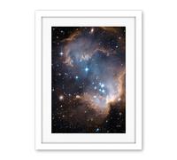 Artery8 Hubble Space Telescope Image Observations Infant Stars Small Magellanic Cloud Galaxy Bright Blue Glowing Star Cluster NGC 602 Nebula Dust Pillars Artwork Framed Wall Art Print 18X24 Inch