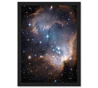 Artery8 Hubble Space Telescope Image Observations Infant Stars Small Magellanic Cloud Galaxy Bright Blue Glowing Star Cluster NGC 602 Nebula Dust Pillars Artwork Framed A3 Wall Art Print