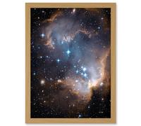 Artery8 Hubble Space Telescope Image Observations Infant Stars Small Magellanic Cloud Galaxy Bright Blue Glowing Star Cluster NGC 602 Nebula Dust Pillars Artwork Framed A3 Wall Art Print