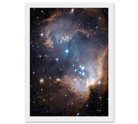 Artery8 Hubble Space Telescope Image Observations Infant Stars Small Magellanic Cloud Galaxy Bright Blue Glowing Star Cluster NGC 602 Nebula Dust Pillars Artwork Framed A3 Wall Art Print