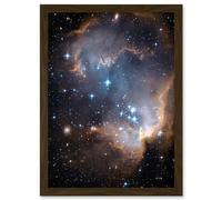 Artery8 Hubble Space Telescope Image Observations Infant Stars Small Magellanic Cloud Galaxy Bright Blue Glowing Star Cluster NGC 602 Nebula Dust Pillars Artwork Framed A3 Wall Art Print