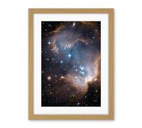 Artery8 Hubble Space Telescope Image Observations Infant Stars Small Magellanic Cloud Galaxy Bright Blue Glowing Star Cluster NGC 602 Nebula Dust Pillars Artwork Framed Wall Art Print 18X24 Inch