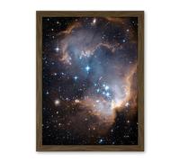 Artery8 Hubble Space Telescope Image Observations Infant Stars Small Magellanic Cloud Galaxy Bright Blue Glowing Star Cluster NGC 602 Nebula Dust Pillars Artwork Framed Wall Art Print 18X24 Inch