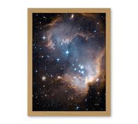 Artery8 Hubble Space Telescope Image Observations Infant Stars Small Magellanic Cloud Galaxy Bright Blue Glowing Star Cluster NGC 602 Nebula Dust Pillars Artwork Framed Wall Art Print 18X24 Inch