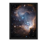 Artery8 Hubble Space Telescope Image Observations Infant Stars Small Magellanic Cloud Galaxy Bright Blue Glowing Star Cluster NGC 602 Nebula Dust Pillars Artwork Framed Wall Art Print 18X24 Inch