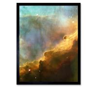 Artery8 Hubble Space Telescope Image Omega Swan Nebula Region In M17 Golden Gas Clouds In Red Blue Green Galactic Storm Artwork Framed Wall Art Print 9X7 Inch