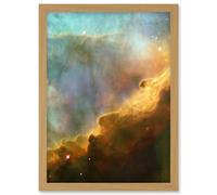Artery8 Hubble Space Telescope Image Omega Swan Nebula Region In M17 Golden Gas Clouds In Red Blue Green Galactic Storm Art Print Framed Poster Wall Artery8 Beige A4