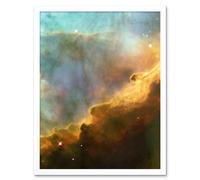Artery8 Hubble Space Telescope Image Omega Swan Nebula Region In M17 Golden Gas Clouds In Red Blue Green Galactic Storm Art Print Framed Poster Wall Artery8 White W12" x H16"