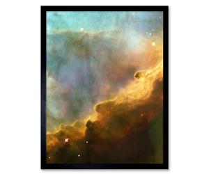 Artery8 Hubble Space Telescope Image Omega Swan Nebula Region In M17 Golden Gas Clouds In Red Blue Green Galactic Storm Artwork Framed Wall Art Print 9X7 Inch