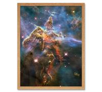 Artery8 Hubble Space Telescope Image Pillar & Jets HH 901/902 Colourful Carina Nebula View The Largest Star Birth Region In The Milky Way Art Print Artery8 Beige A4