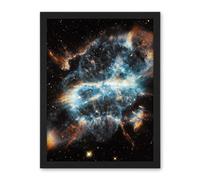 Artery8 Hubble Space Telescope Image Planetary Nebula NGC 5189 Glowing Blue Gas Clouds And Gold Cometary Knots Around Dying Star Artwork Framed Wall Art Print 18X24 Inch