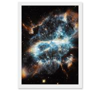 Artery8 Hubble Space Telescope Image Planetary Nebula NGC 5189 Glowing Blue Gas Clouds & Gold Cometary Knots Around Dying Star Art Print Framed Artery8 White A4