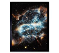 Artery8 Hubble Space Telescope Image Planetary Nebula NGC 5189 Glowing Blue Gas Clouds & Gold Cometary Knots Around Dying Star Art Print Framed Artery8 Black A4