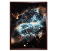 Artery8 Hubble Space Telescope Image Planetary Nebula NGC 5189 Glowing Blue Gas Clouds & Gold Cometary Knots Around Dying Star Art Print Framed Artery8 Brown A4