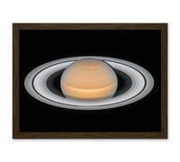 Artery8 Hubble Space Telescope Image Saturn Opposition 2018 Portrait Of Opulent Ring World Solar System Gas Giant Planet Art Print Framed Poster Wall Artery8 Brown W12" x H16"