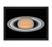 Artery8 Hubble Space Telescope Image Saturn Opposition 2018 Portrait Of Opulent Ring World Solar System Gas Giant Planet Art Print Framed Poster Wall Artery8 Black W12" x H16"