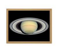 Artery8 Hubble Space Telescope Image Saturn Prior To Cassini Probe's Arrival Bright Full Planet And Ring Plane Artwork Framed Wall Art Print 18X24 Inch