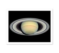 Artery8 Hubble Space Telescope Image Saturn Prior To Cassini Probe's Arrival Bright Full Planet And Ring Plane Artwork Framed Wall Art Print 18X24 Inch