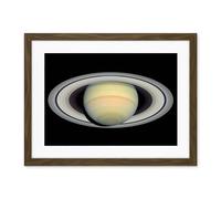 Artery8 Hubble Space Telescope Image Saturn Prior To Cassini Probe's Arrival Bright Full Planet And Ring Plane Artwork Framed Wall Art Print 18X24 Inch
