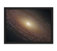 Artery8 Hubble Space Telescope Image Spiral Galaxy NGC 2841 Blue Pink Emission Nebula Starbirth Region And A Majestic Disk Of Stars And Dust Lanes Artwork Framed A3 Wall Art Print