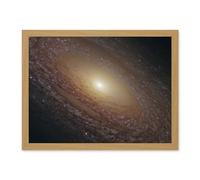 Artery8 Hubble Space Telescope Image Spiral Galaxy NGC 2841 Blue Pink Emission Nebula Starbirth Region And A Majestic Disk Of Stars And Dust Lanes Artwork Framed Wall Art Print 18X24 Inch